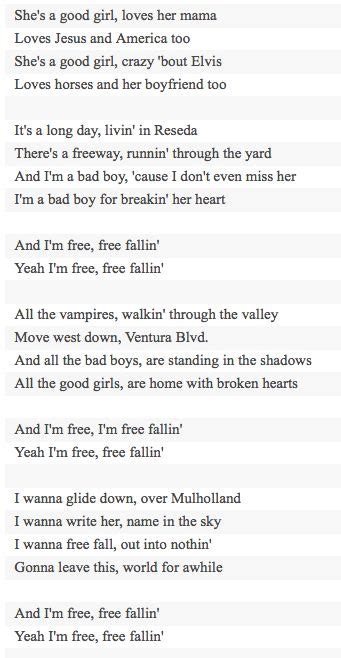 free fallin lyrics